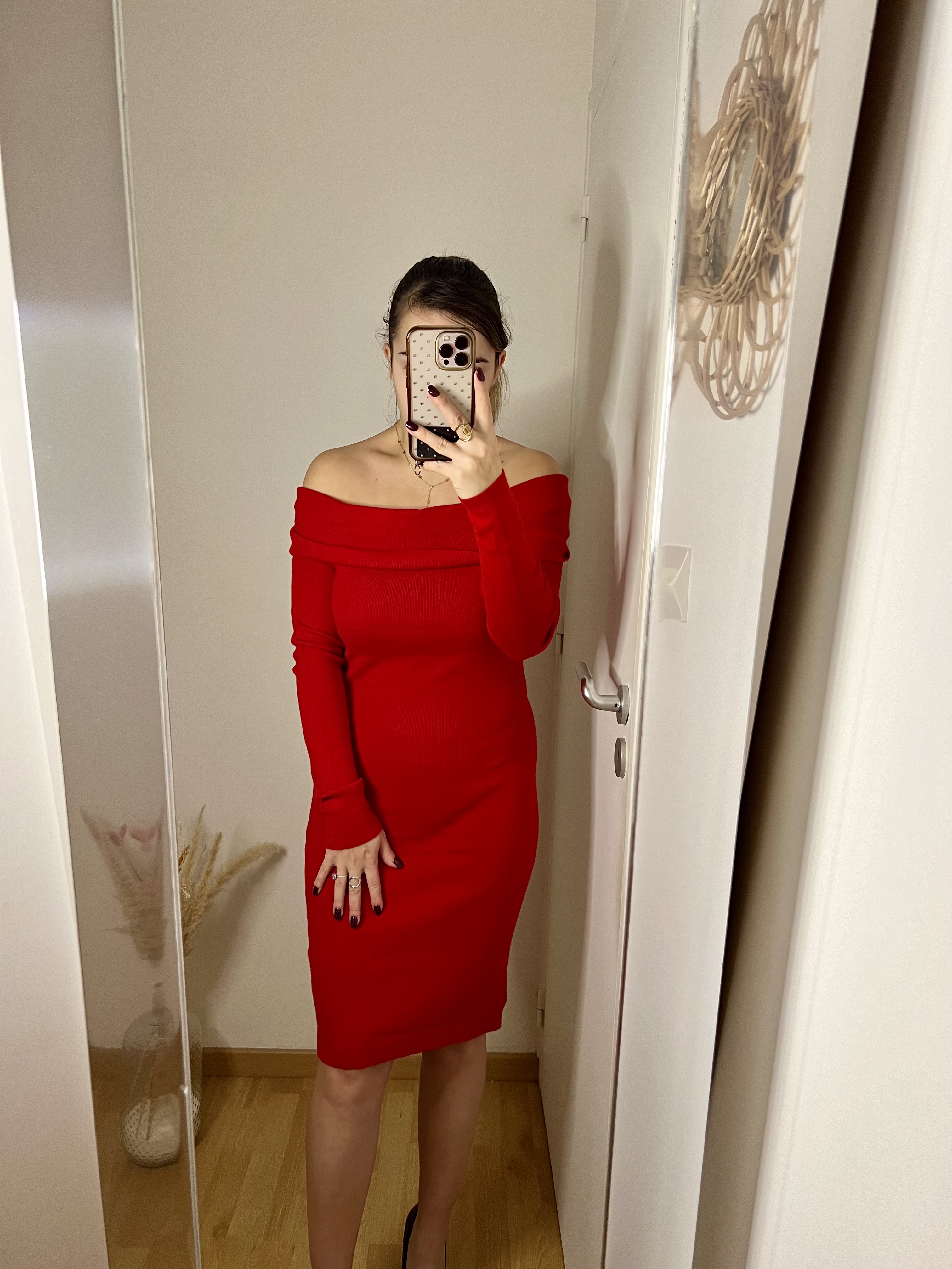 Robe pull rouge Lucile