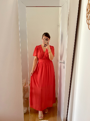 Robe longue corail